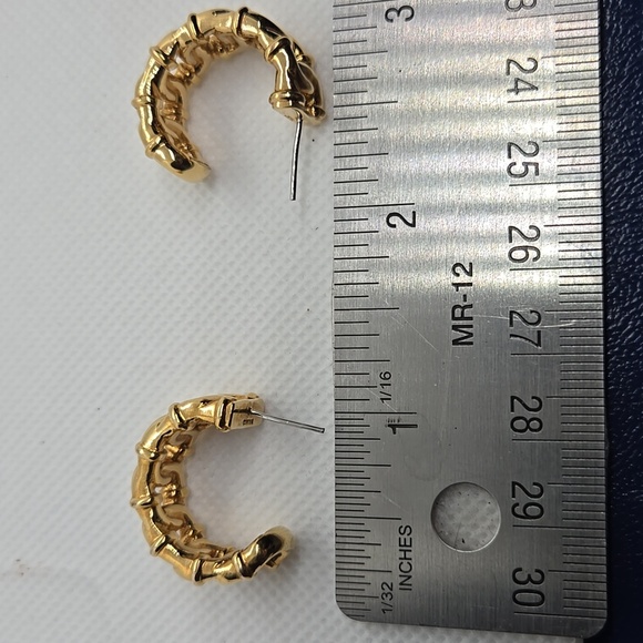 Gold Chain Link Hoop Earrings - Picture 12 of 14